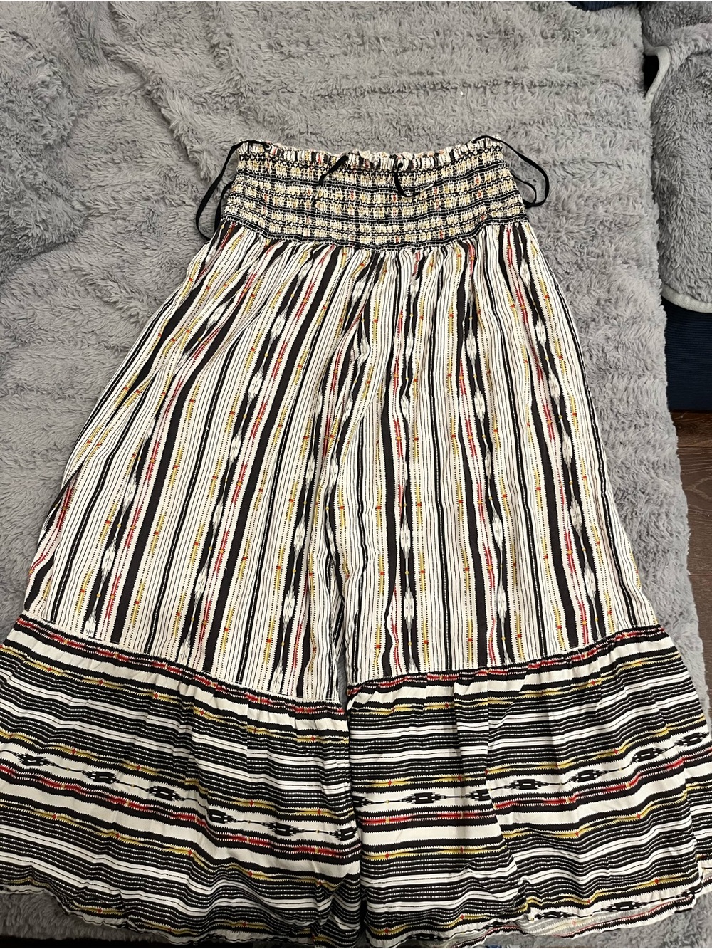 Anthropologie Striped Maxi Skirt in Black, White, Red, and Yellow